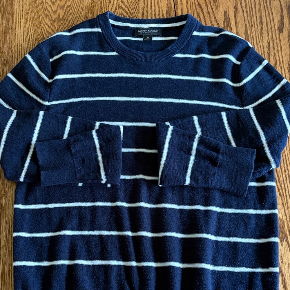 Banana Republic cotton Navy Striped Men's Sweater